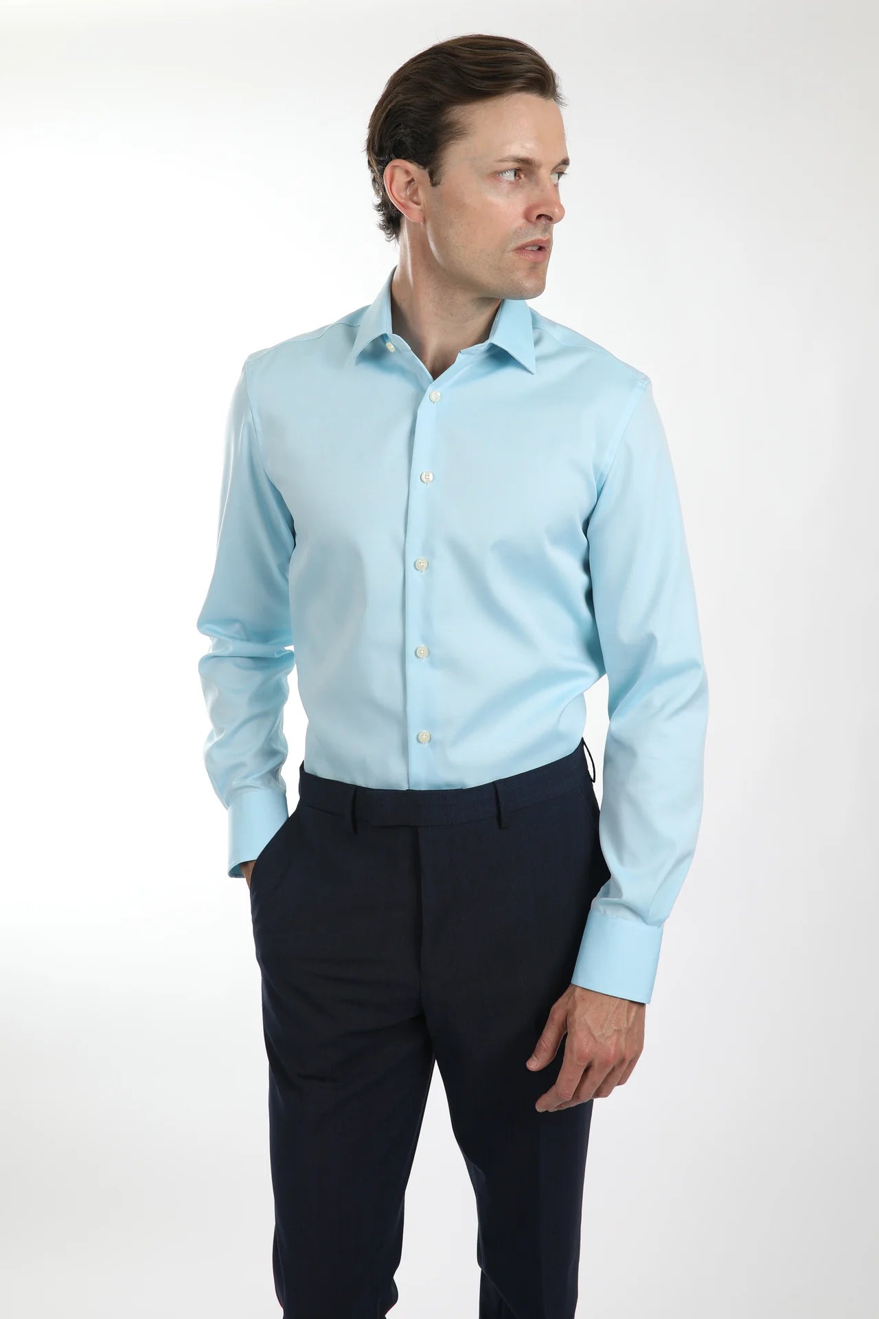 Hardy Amies Ice Blue Plain Oxford Shirt (Slim Fit) HA436SF