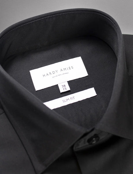 Hardy Amies Plain Black Shirt (Slim Fit) HA398SF