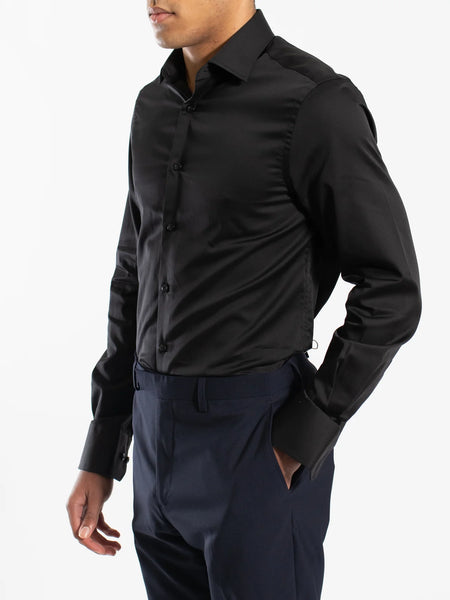 Hardy Amies Plain Black Shirt (Slim Fit) HA398SF