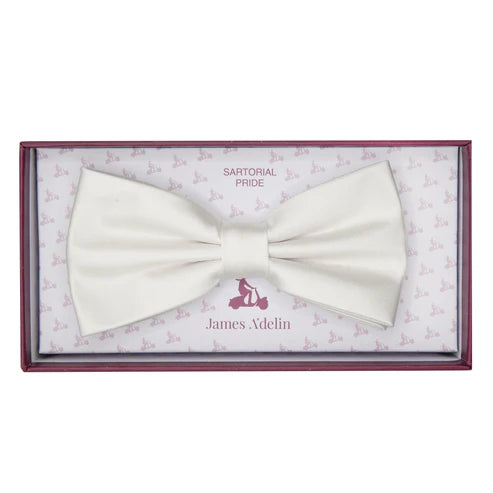 JASATIN OFF WHITE JAMES ADELIN Luxury Satin Weave Pre Tied Bow Ties