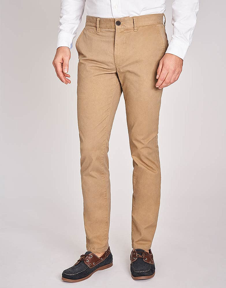 Ledger Peach Finish Fine Cotton Drill Slim Fit Chino Beige