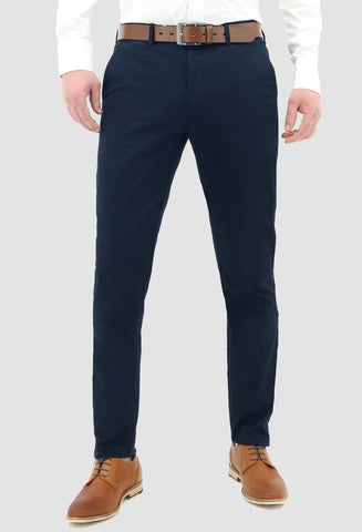 Ledger Peach Finish Fine Cotton Drill Slim Fit Chino Navy