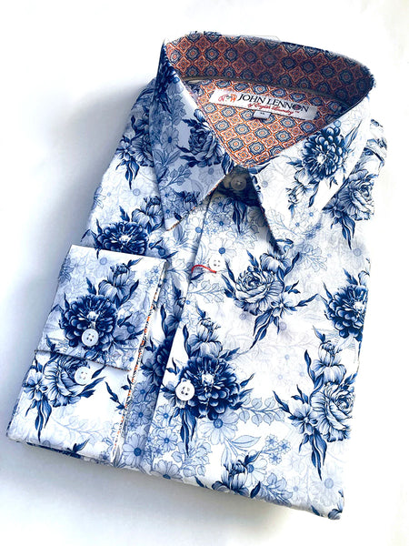 John Lennon Shirt - SHEFFIELD Long Sleeve Shirt Blue