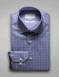 Hardy Amies HA388SF - Navy Check ( Online Only )